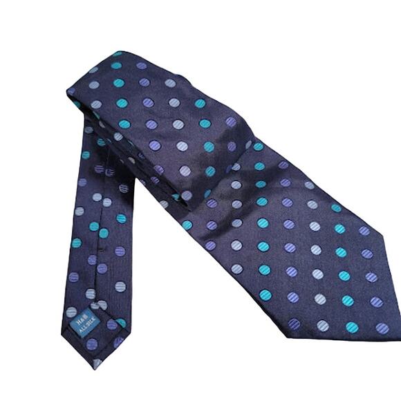 Haines and Bonner - Navy tie with polka dots - Picture 1 of 5
